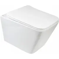 Унитаз подвесной Agger AT10150 безободковый, торнадо, с сиденьем микролифт, белый глянец