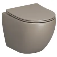 Унитаз подвесной Grossman GR-4455BRLMS безободковый, с сиденьем микролифт, светло-коричневый матовый