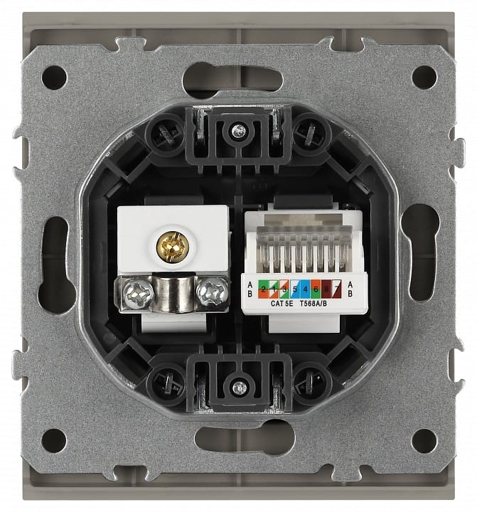 ТВ-розетка и розетка Ethernet RJ-45 без рамки Эра Arktik Б0070500