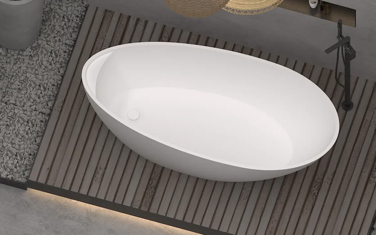 Ванна из литьевого мрамора Timo Mari Solid Surface MARI1700 170x80 см, отдельностоящая, белый матовый