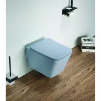 Унитаз подвесной CeramaLux 5170MHL безободковый, с сиденьем микролифт, голубой матовый