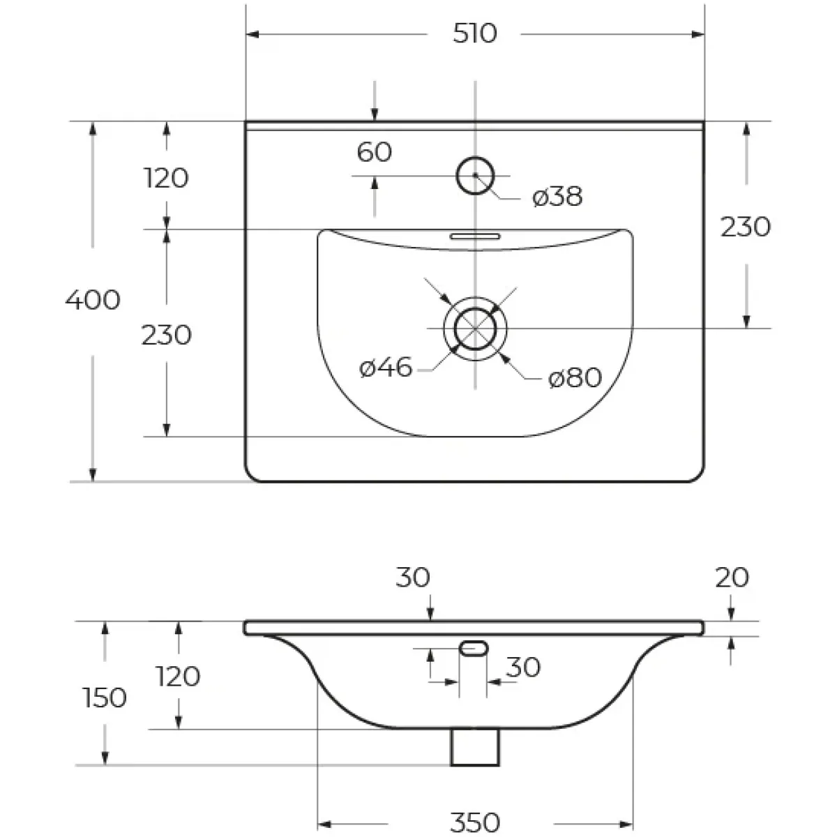Раковина BelBagno BB-8099-3-50 51x40 см, накладная, белый