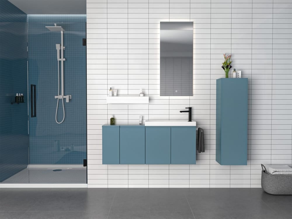 Тумба с раковиной Orka Ferla 60 5004323 синий матовый/белый