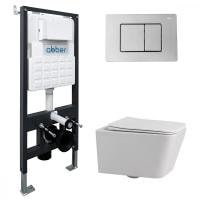 Комплект унитаза с инсталляцией Abber Rechteck AC1201-AC0105-AC0120 с клавишей хром