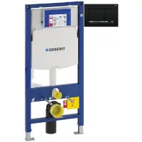 Инсталляция для унитаза Geberit Duofix Sigma 30 111.300.00.5 + 111.815.00.1 + 115.883.KM.1 с кнопкой смыва, черный глянец/хром/черный глянец