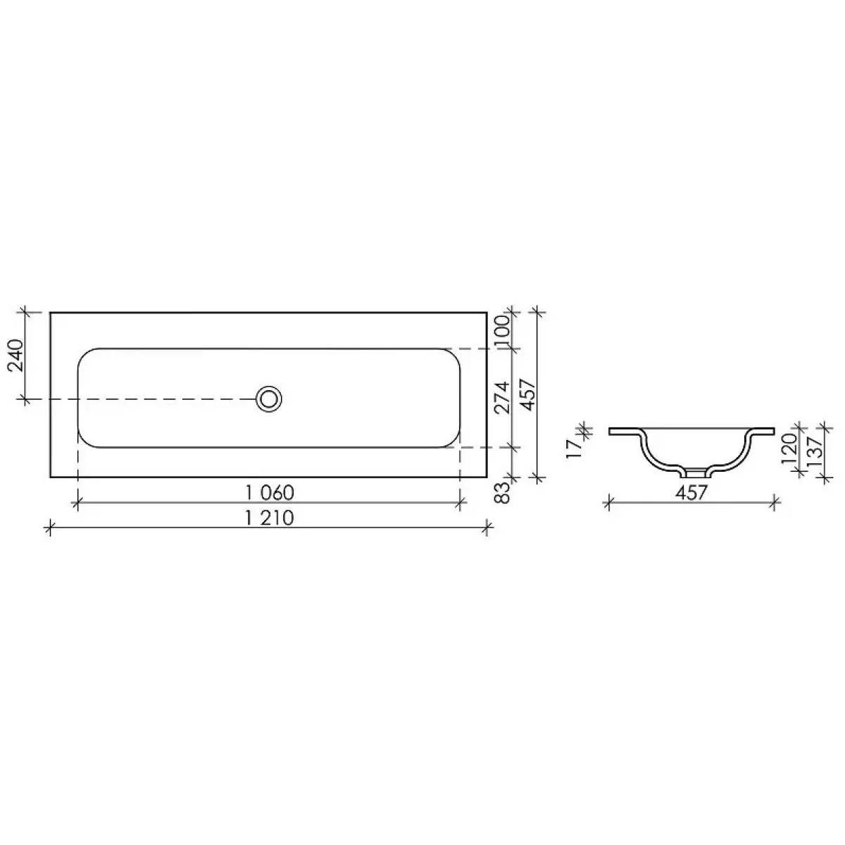 Раковина Ceramica Nova Grace CN7016MBwx 121x45,7 см, накладная, черный матовый