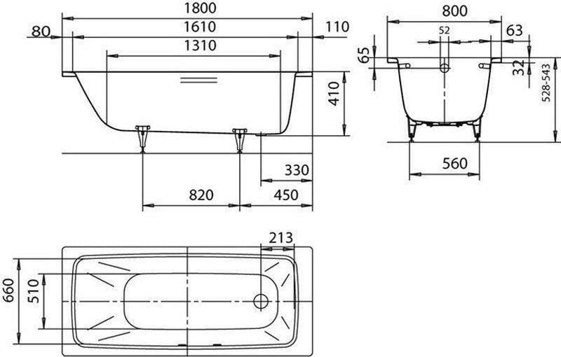 Стальная ванна Kaldewei Cayono 180x80 mod. 751 easy-clean 275100013001