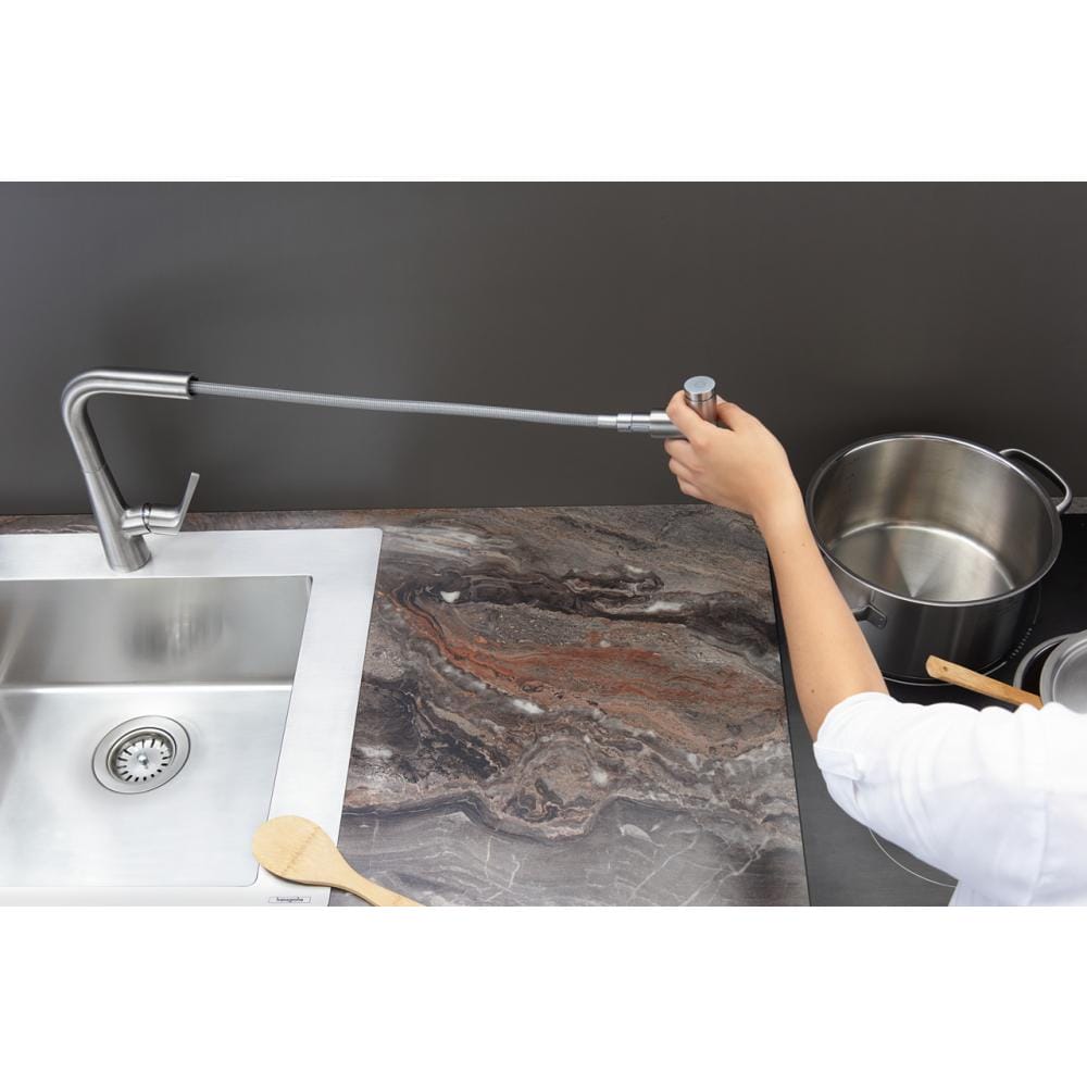 Смеситель для кухни hansgrohe Talis Select M51 72822800 с вытяжным изливом сталь