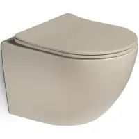 Унитаз подвесной SantiLine SL-5005T-BG безободковый, торнадо, с сиденьем микролифт, бежевый матовый