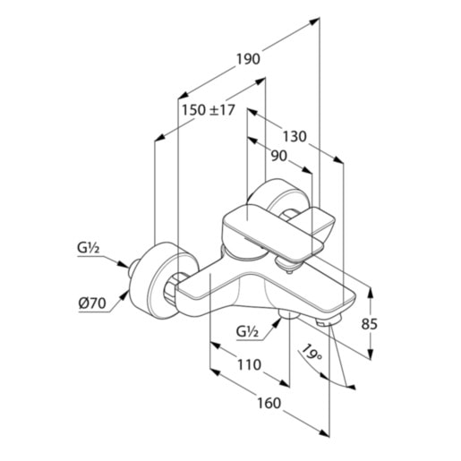 Смеситель для ванны Kludi PURE&STYLE 406810575 хром