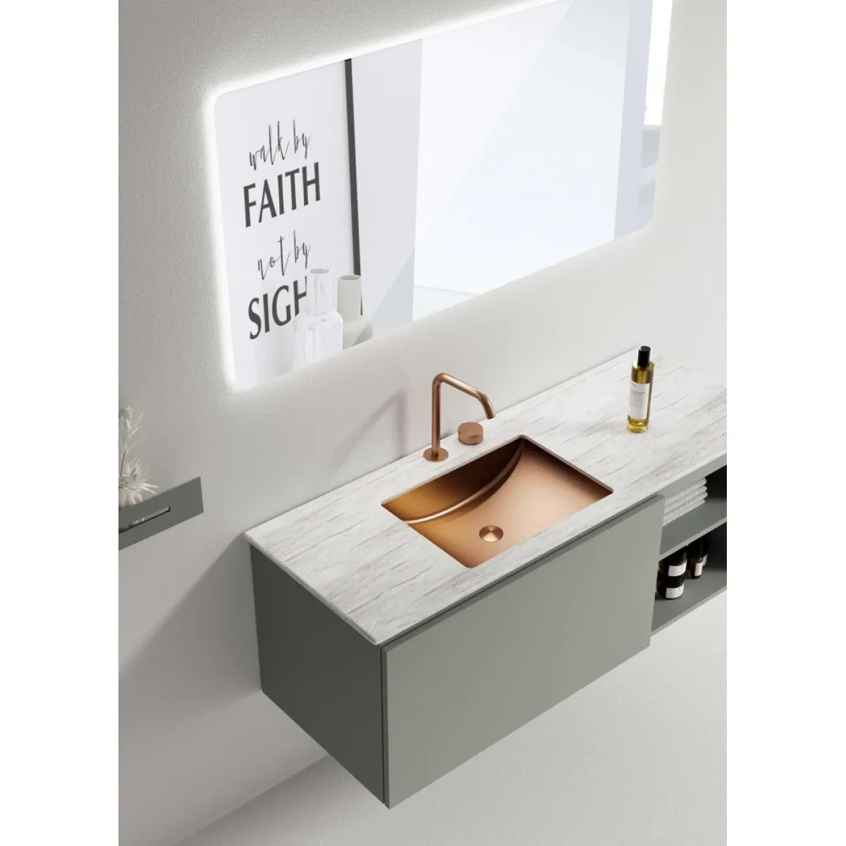 Раковина Abber Wasser Kreis AF2405MRG 53x38 см, встраиваемая снизу, розовое золото матовый