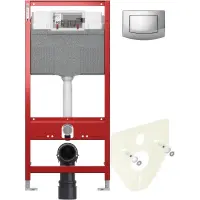 Инсталляция для унитаза Tece TECEambia 9300302 + 9200010 + 9380014 + 9240126 с кнопкой смыва, хром