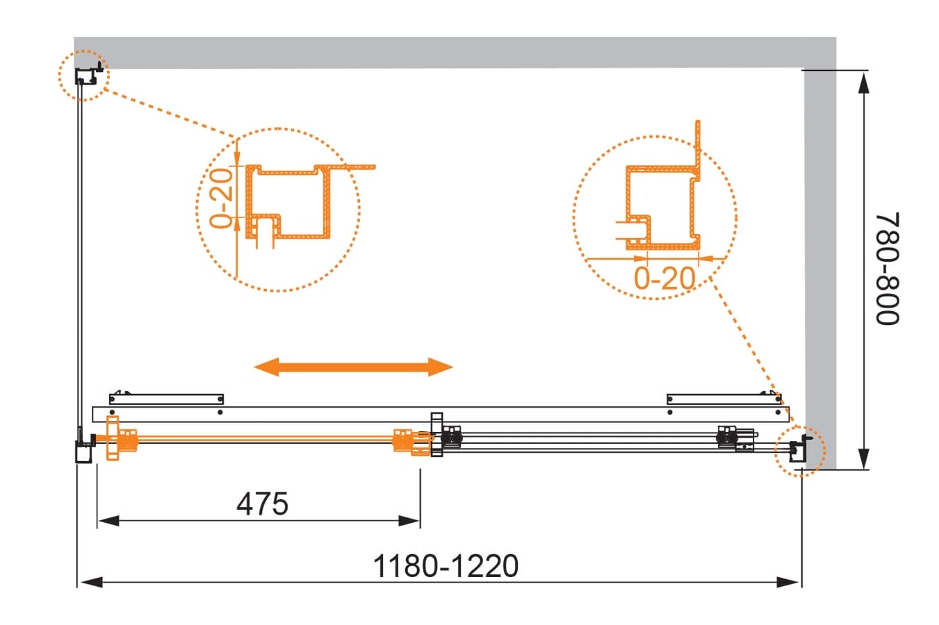 Душевой уголок Cezares Lux Soft 120x80 LUX-SOFT-W-AH-1-120/80-C-Cr-IV