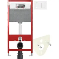 Инсталляция для унитаза Tece TECEnow 9300302 + 9200010 + 9380014 + 9240400 с кнопкой смыва, белый глянец