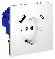 Розетка с заземлением и со шторкой и 2хUSB type A и C без рамки Voltum S70 VLS040502