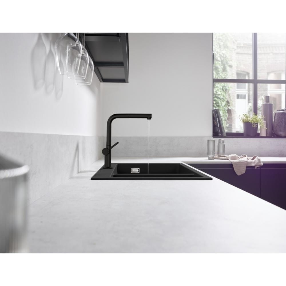 Смеситель для кухни hansgrohe Talis M54 270 1jet sBox 72809670 с вытяжным изливом матовый черный