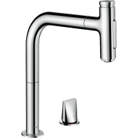 Смеситель для кухни hansgrohe Metris Select M71 200 2jet sBox 73818000 на 2 отверстия с вытяжным душем хром