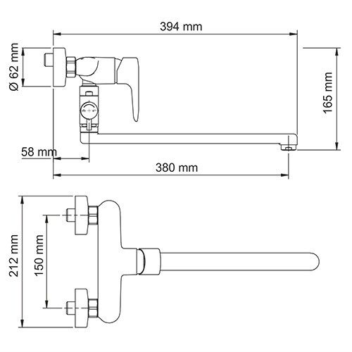 Фильс (Vils)  5602L Смеситель для ванны с длинным изливом