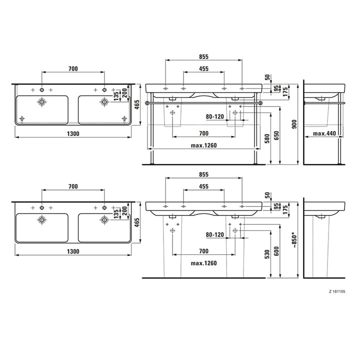 Раковина Laufen Pro S 130 8.1496.8.000.104.1