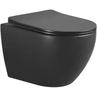 Унитаз подвесной Boheme Nero 961-SET-2-B безободковый, с функцией биде, с сиденьем микролифт, черный матовый