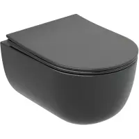 Унитаз подвесной Ceramica Nova Modena CN6063MDH безободковый, с сиденьем микролифт, темный антрацит матовый