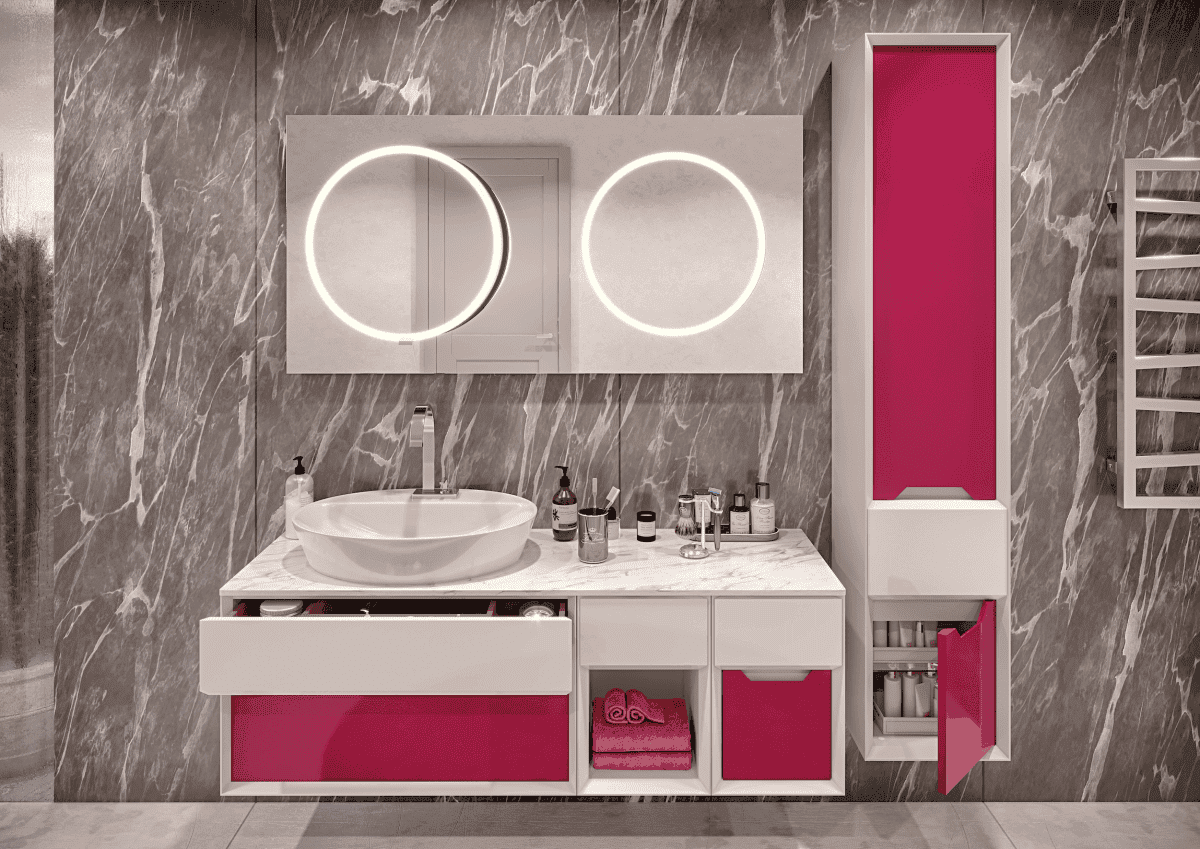 Тумба с раковиной Bagno Piu Ventidue 80 белый матовый/глянцевое кьянти