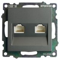 Розетка двойная Ethernet RJ-45 без рамки Stekker Катрин 50008
