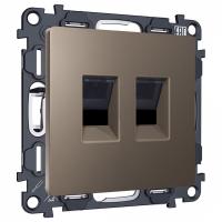 Розетка двойная Ethernet RJ-45 и со шторками, без рамки Ambrella Volt ALFA MA642110