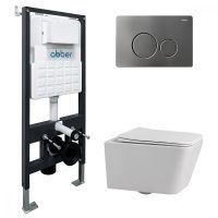 Комплект унитаза с инсталляцией Abber Rechteck AC1201-AC0105-AC0121NG с клавишей никель