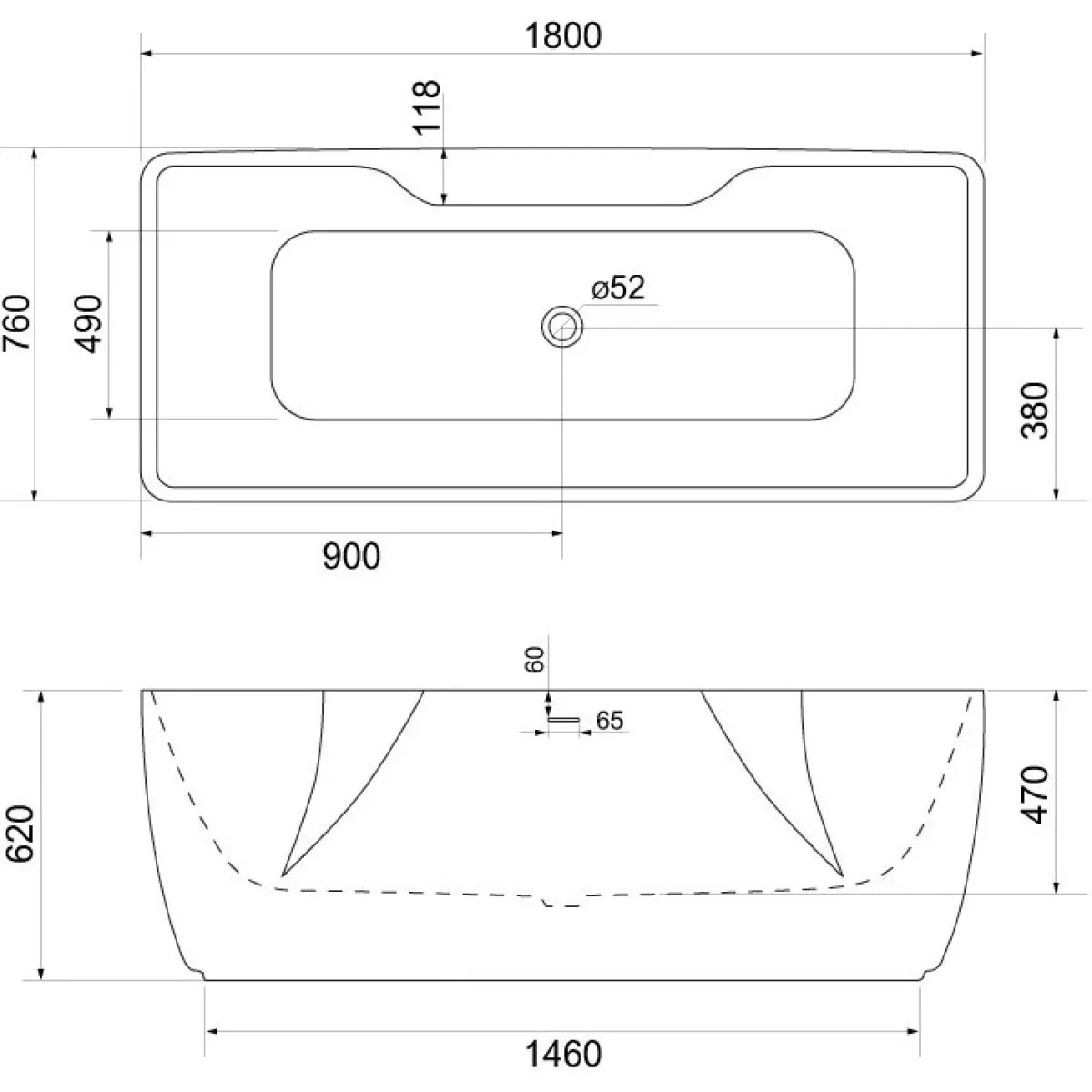 Акриловая ванна BelBagno BB110-180-766 180x76 см, отдельностоящая, белый