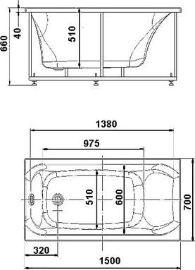 Акриловая ванна Aquatek Альфа 150x70 см ALF150-0000043, белый
