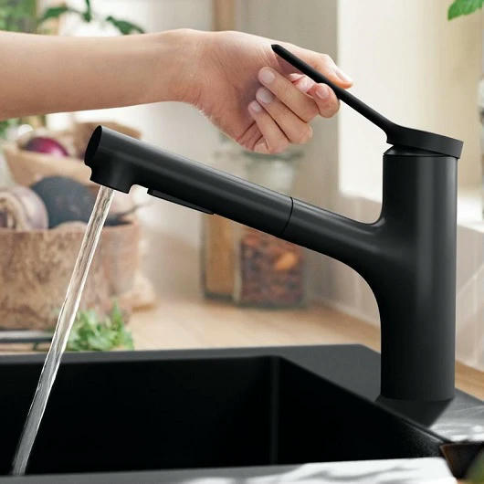 Смеситель для кухни hansgrohe Zesis M33 74800670 с вытяжным душем матовый черный