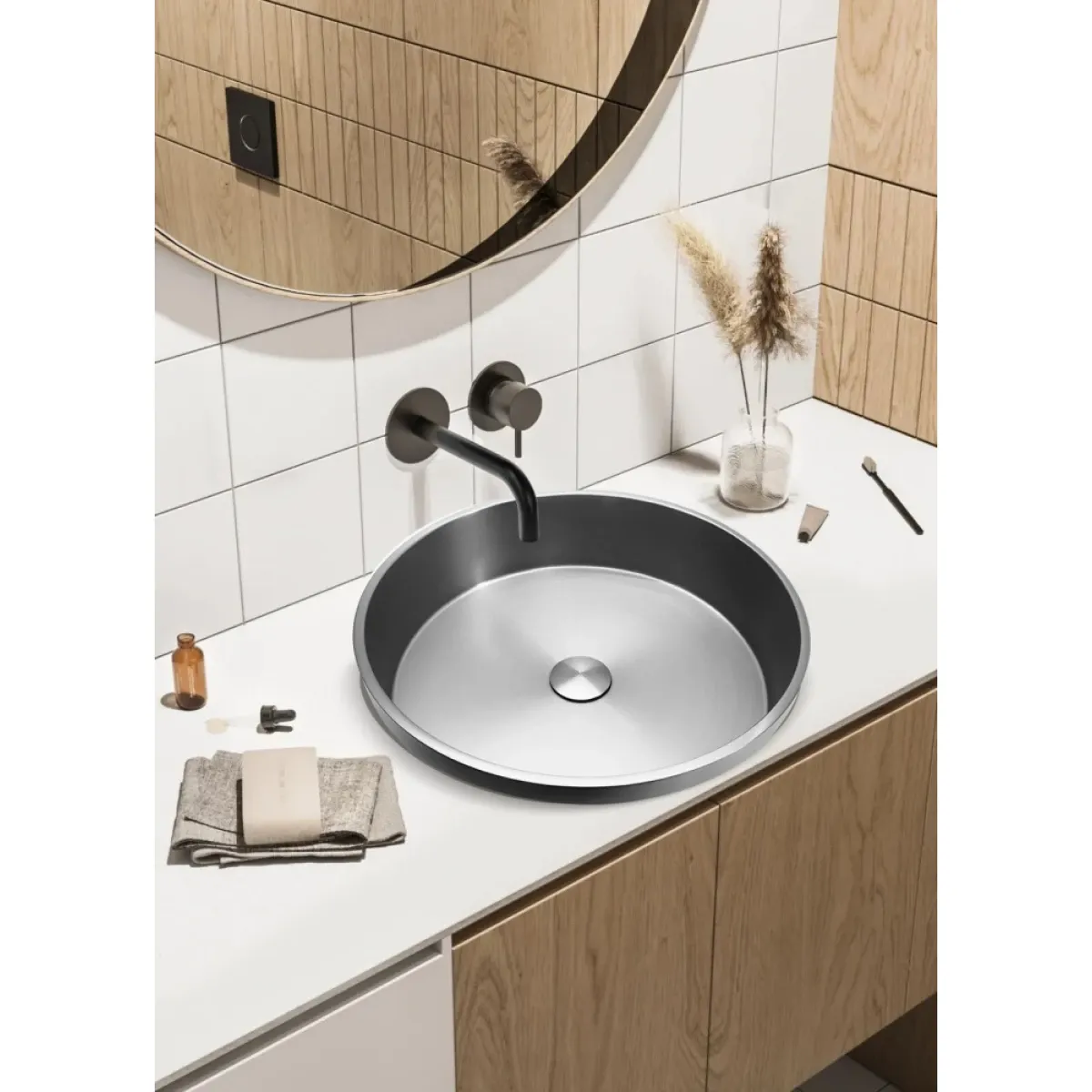 Раковина Abber Wasser Kreis AF2408SP 41,6x41,6 см, встраиваемая сверху, сатин