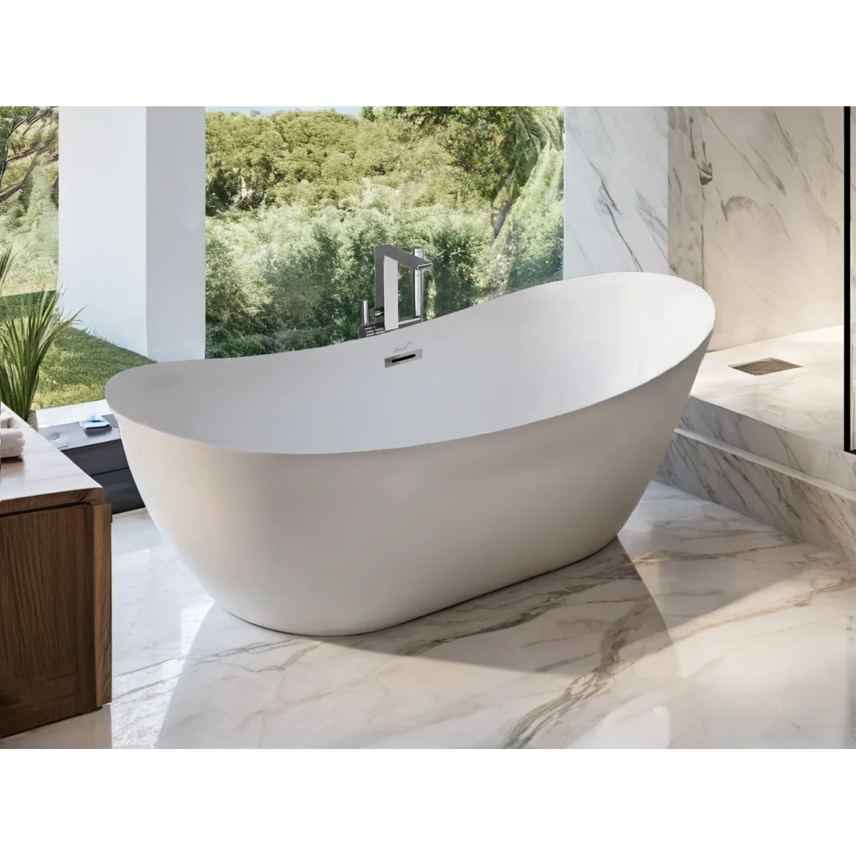 Акриловая ванна Ceruttispa Nemi CT10507 170x74 см, отдельностоящая, белый матовый