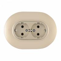 Розетка двойная с заземлением и со шторкой Arte Milano SET08-2 SET08-double-40-2 shampan
