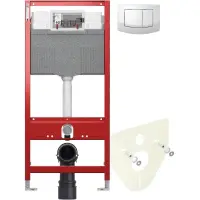 Инсталляция для унитаза Tece TECEambia 9300302 + 9200010 + 9380014 + 9240240 с кнопкой смыва, белый