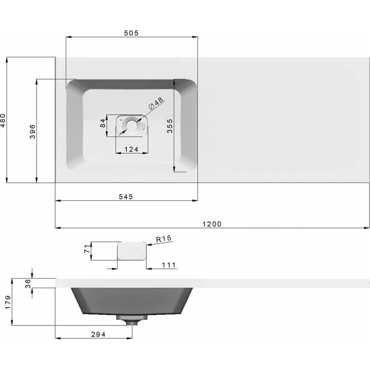 Раковина Vigo Urban rp.Kam.120R 120x48 см R, над стиральной машиной, с кронштейном, белый
