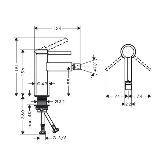 Смеситель для биде hansgrohe Finoris 76200670 матовый черный