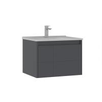 Тумба с раковиной Orka Likya 65 5002493 антрацит матовый/белый