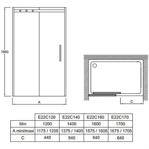 Душевая дверь в нишу Jacob Delafon CONTRA E22C120-GA