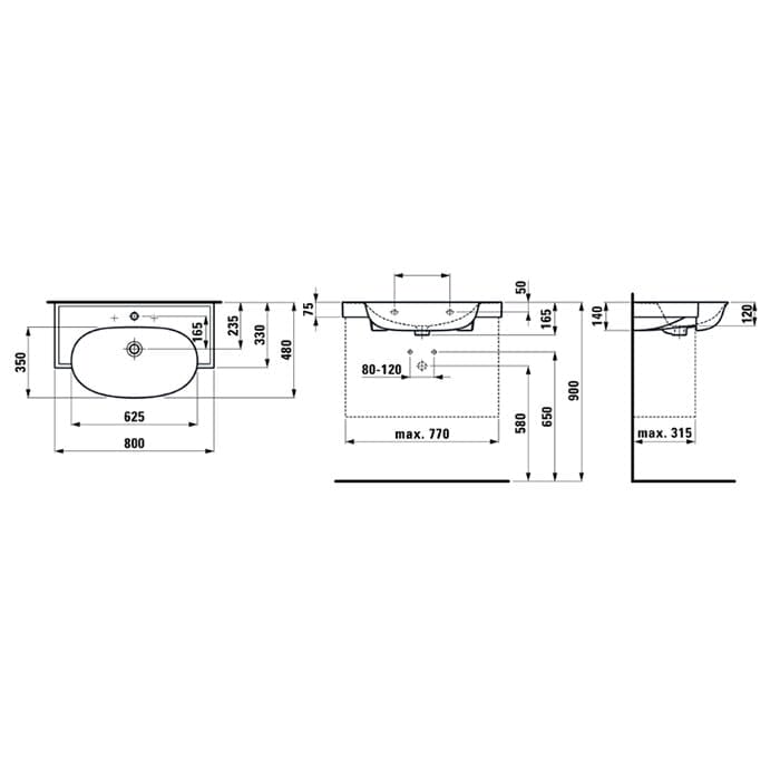 Раковина Laufen Classic 80 8.1385.5.400.104.1