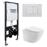 Комплект унитаза с инсталляцией Abber Bequem AC1100T-AC0105-AC0120MW с белой матовой клавишей