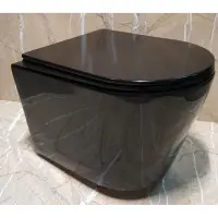 Унитаз подвесной CeramaLux NS-5178-18 безободковый, с сиденьем микролифт, черный глянец