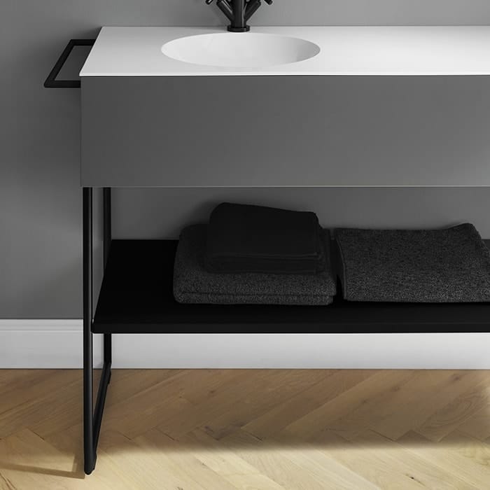 Тумба с раковиной Burgbad Coco 120 SFHQ120 L F2848 C001*1 серый/черный