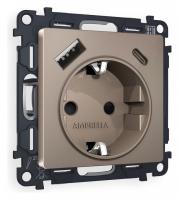 Розетка с заземлением и 2хUSB type A и C без рамки Ambrella Volt Quant MA640010