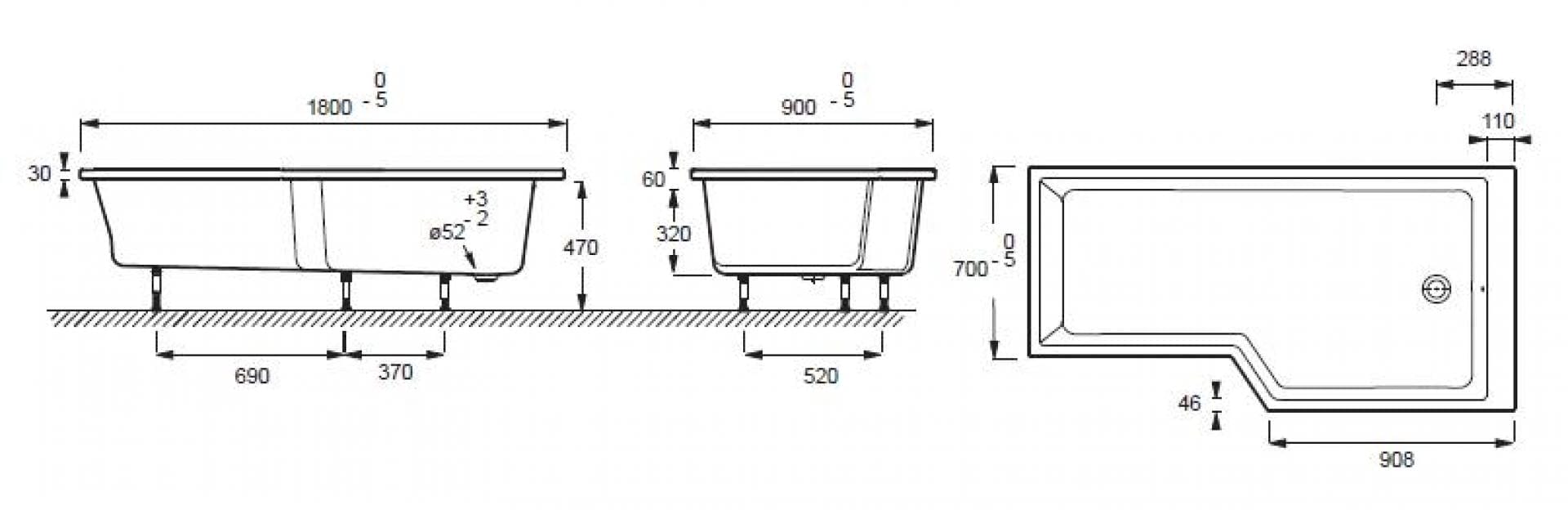 Акриловая ванна Jacob Delafon Bain Douche NEO 180x90 E6D004R-00