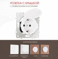 Розетка с заземлением и со шторкой, без рамки с крышкой Arte Milano am-202 202.41-1.white
