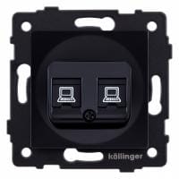 Розетка двойная Ethernet RJ-45 и со шторками, без рамки Kollinger  REA-019BK