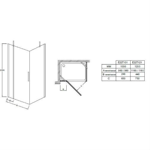 Душевая дверь в нишу Jacob Delafon CONTRA E22T101-GA