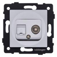 ТВ-розетка и розетка Ethernet RJ-45 без рамки Kollinger  REA-021GY